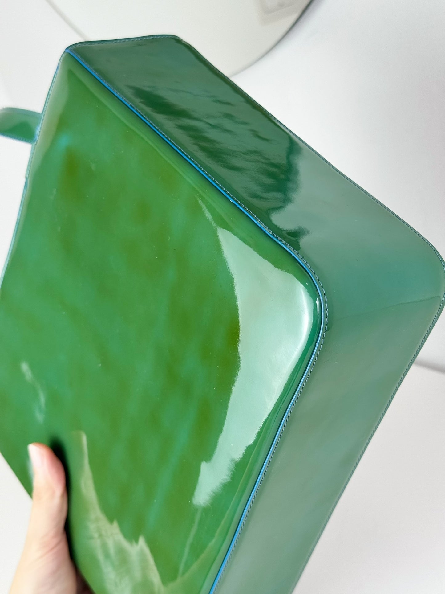 Chanel Vintage Green Patent Leather Shoulder Tote Bag