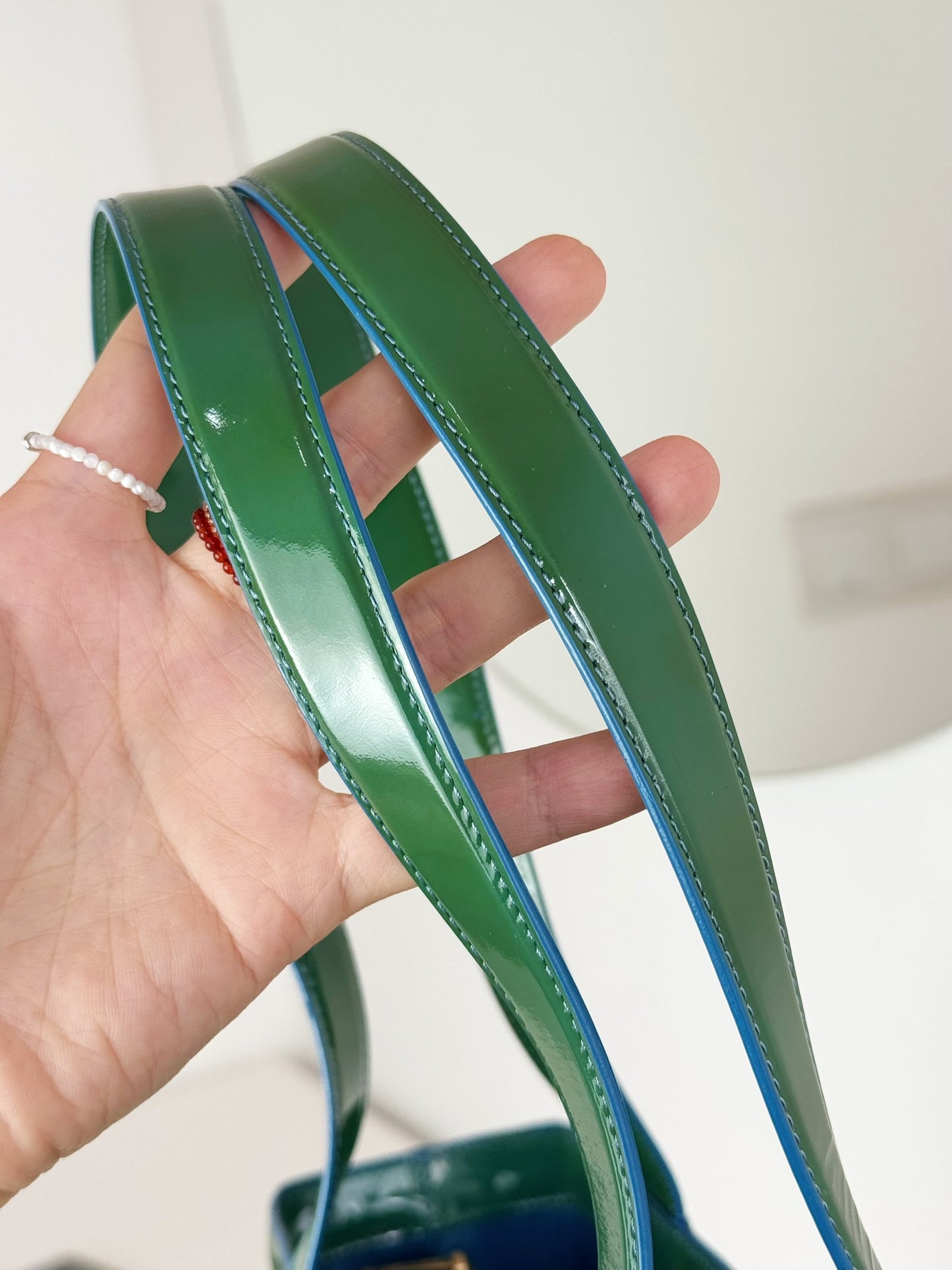 Chanel Vintage Green Patent Leather Shoulder Tote Bag