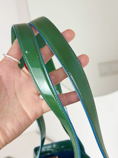 Chanel Vintage Green Patent Leather Shoulder Tote Bag