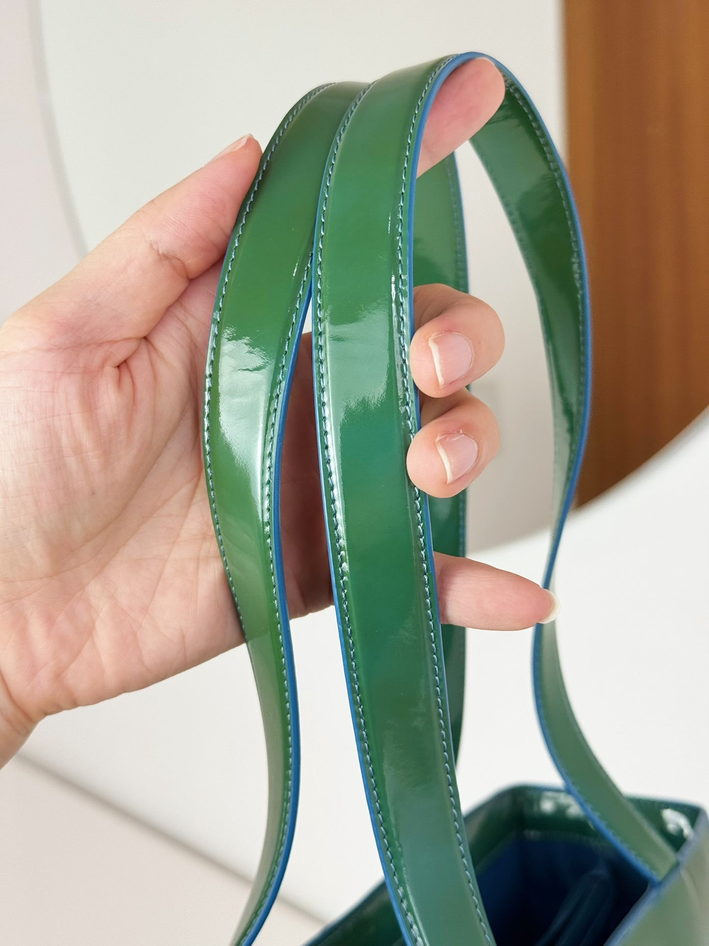 Chanel Vintage Green Patent Leather Shoulder Tote Bag