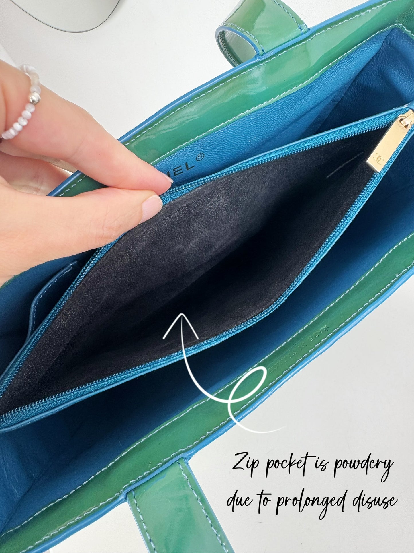 Chanel Vintage Green Patent Leather Shoulder Tote Bag