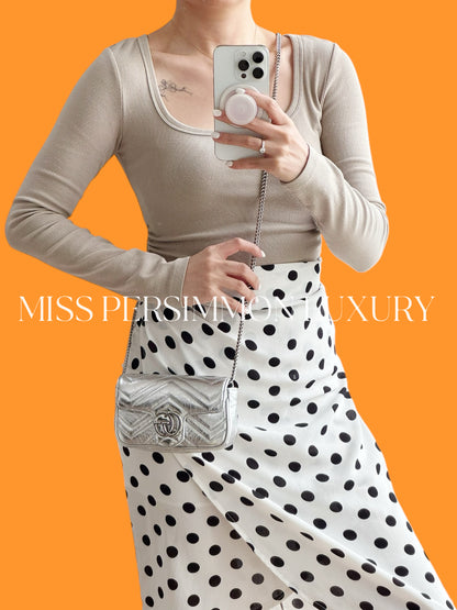 Gucci Vintage Silver Super Mini Marmont Shoulder Crossbody Bag