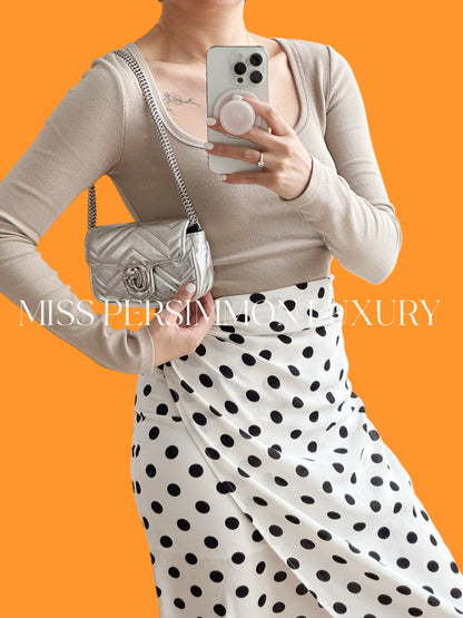 Gucci Vintage Silver Super Mini Marmont Shoulder Crossbody Bag