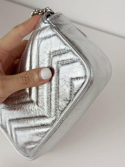 Gucci Vintage Silver Super Mini Marmont Shoulder Crossbody Bag