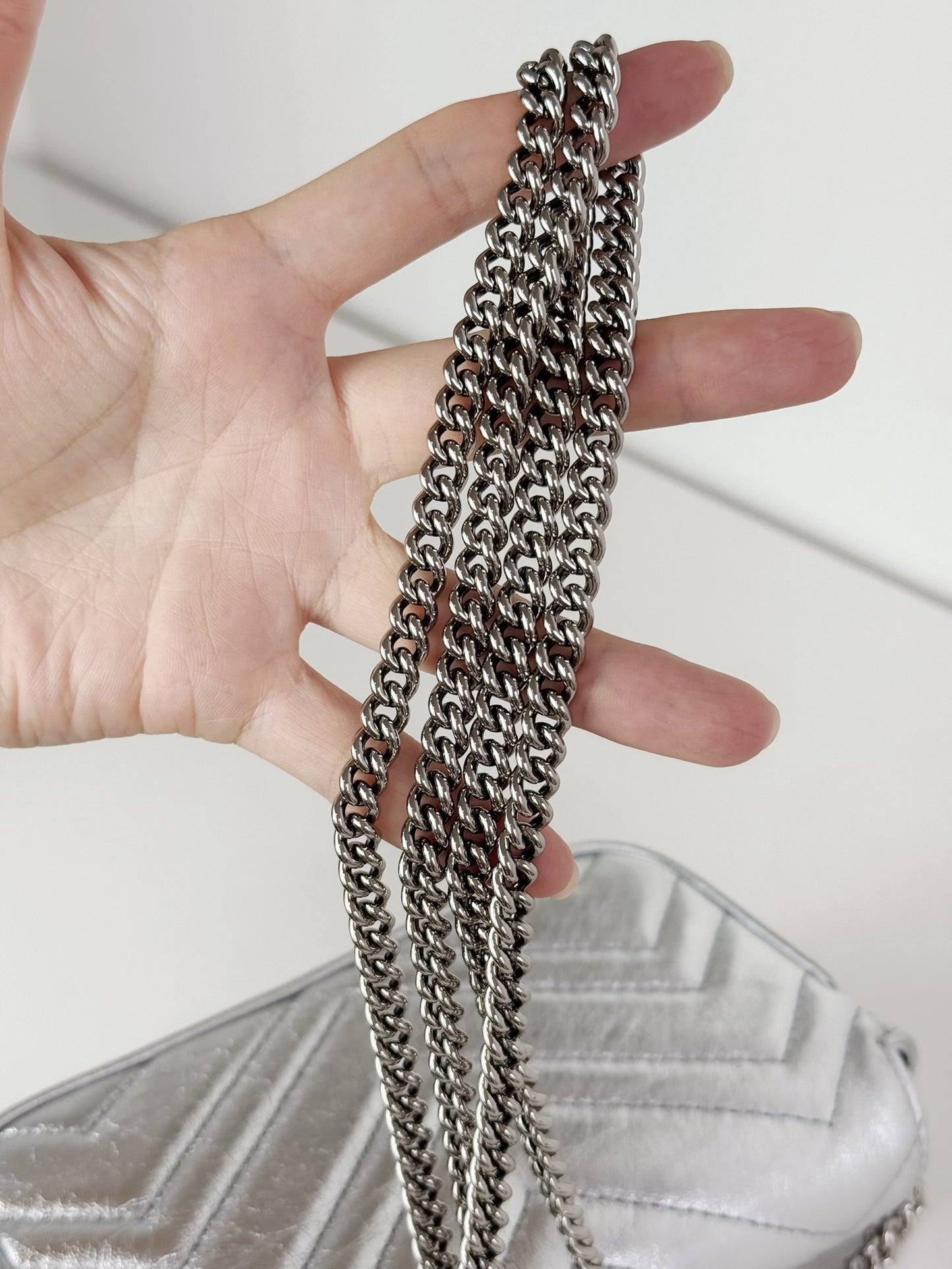 Gucci Vintage Silver Super Mini Marmont Shoulder Crossbody Bag