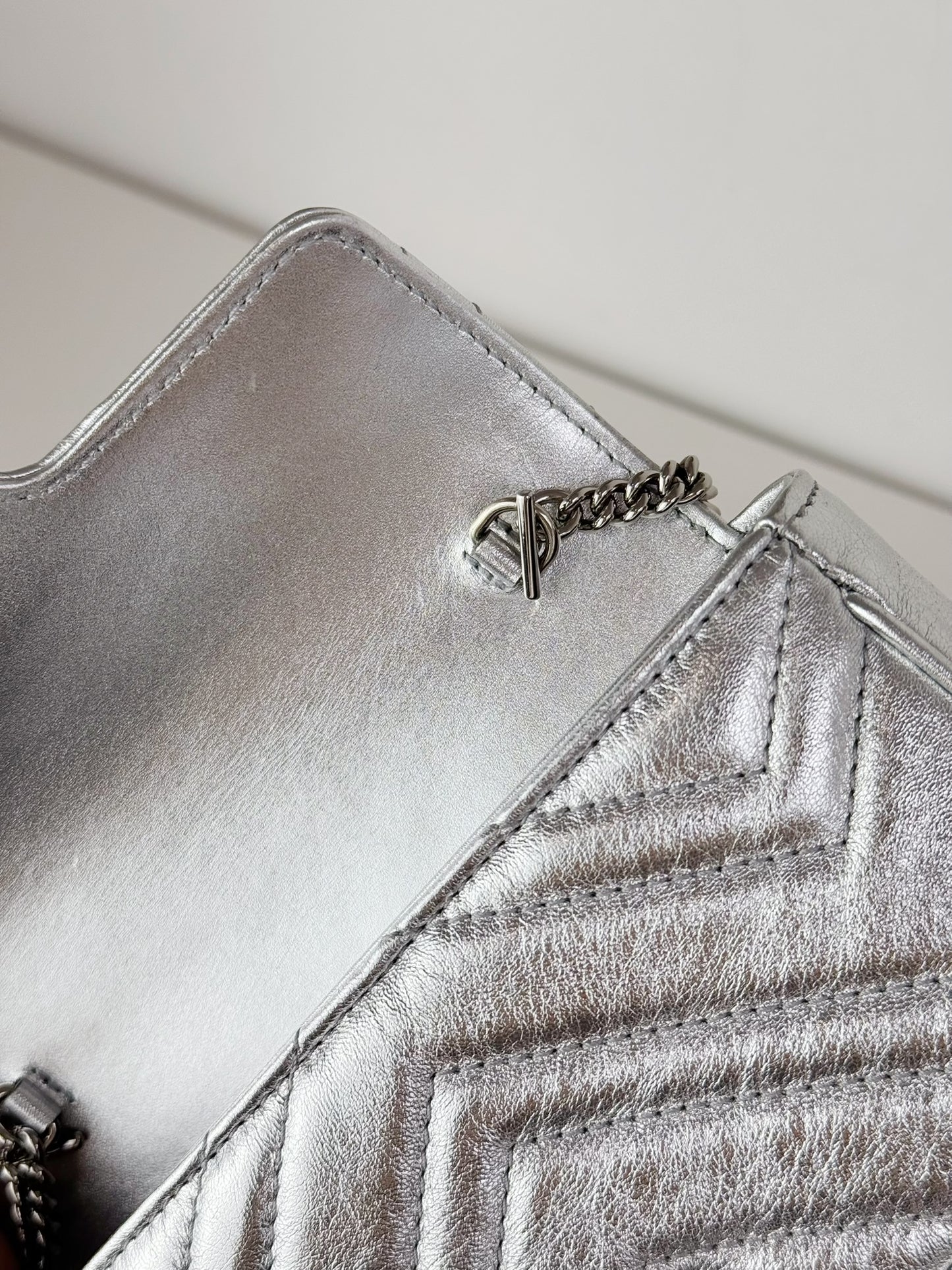 Gucci Vintage Silver Super Mini Marmont Shoulder Crossbody Bag