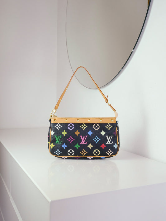 Louis Vuitton Vintage Takashi Murakami Multicolor Pochette Accessoires Shoulder Crossbody Bag