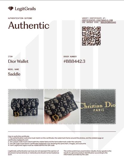 Christian Dior Indigo Oblique Canvas Saddle Card Holder Wallet