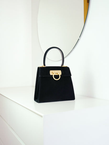 Salvatore Ferragamo Vintage Velvet Gancini Handbag Crossbody Bag