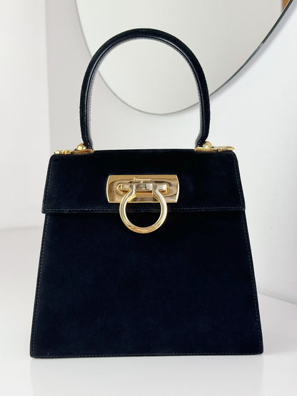 Salvatore Ferragamo Vintage Velvet Gancini Handbag Crossbody Bag