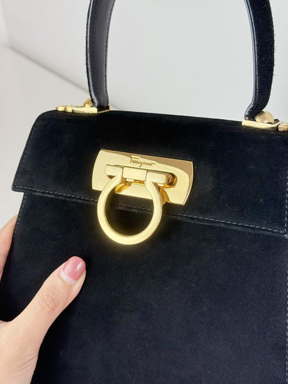 Salvatore Ferragamo Vintage Velvet Gancini Handbag Crossbody Bag