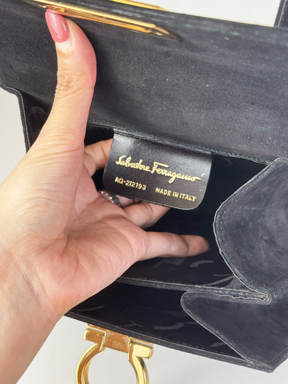 Salvatore Ferragamo Vintage Velvet Gancini Handbag Crossbody Bag