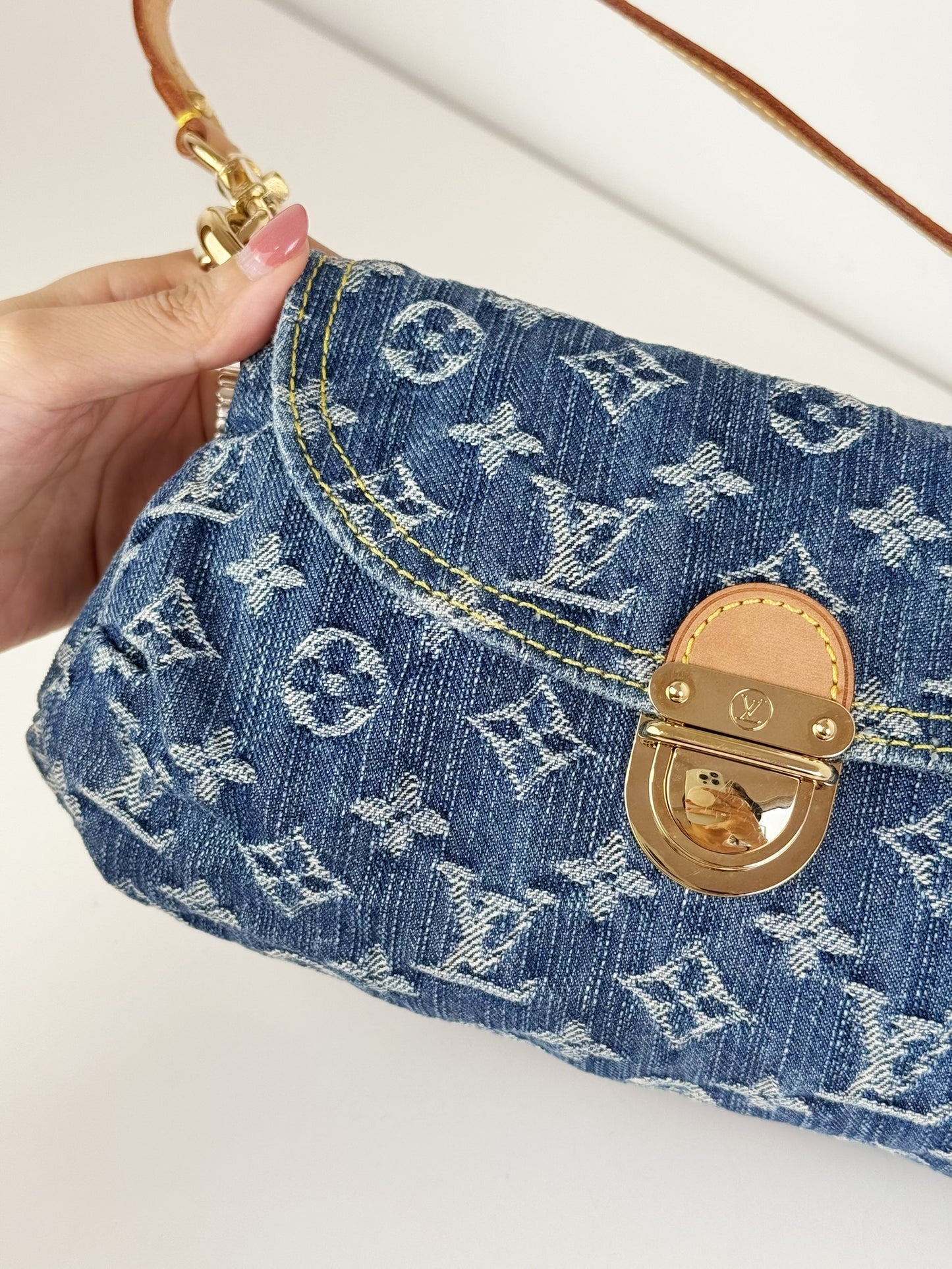 Louis Vuitton Denim Pleaty Mini One Shoulder Handbag