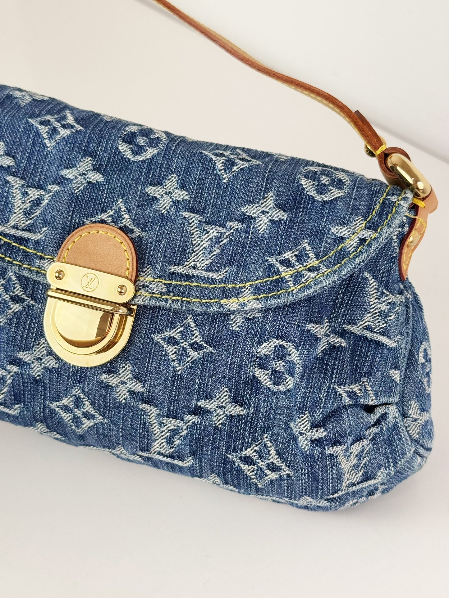 Louis Vuitton Denim Pleaty Mini One Shoulder Handbag