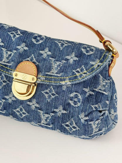 Louis Vuitton Denim Pleaty Mini One Shoulder Handbag