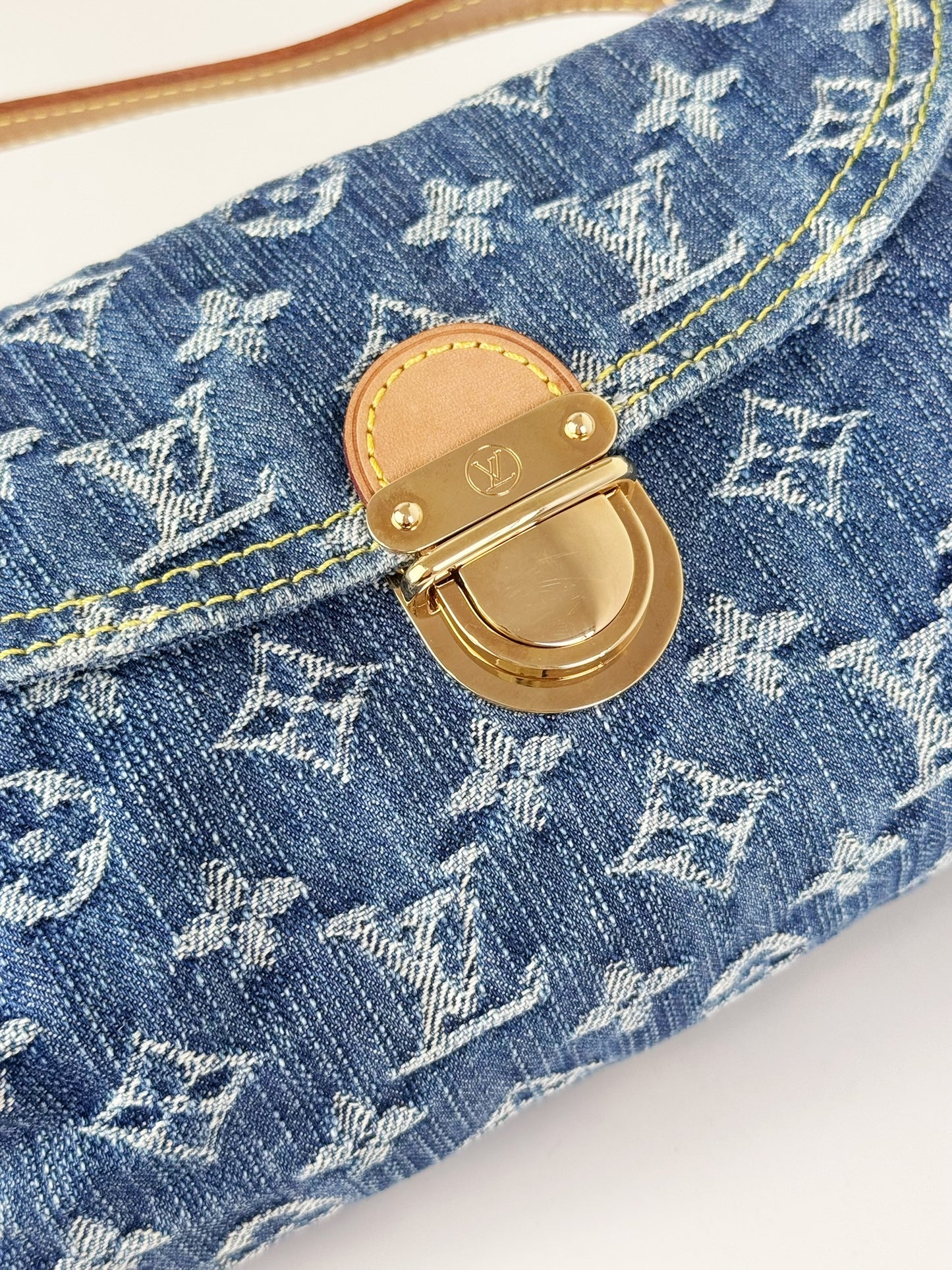 Louis Vuitton Denim Pleaty Mini One Shoulder Handbag