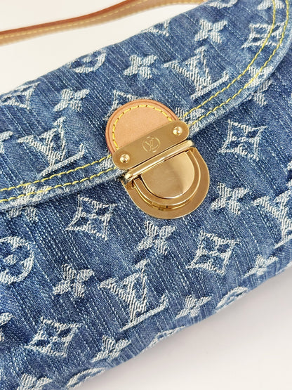 Louis Vuitton Denim Pleaty Mini One Shoulder Handbag