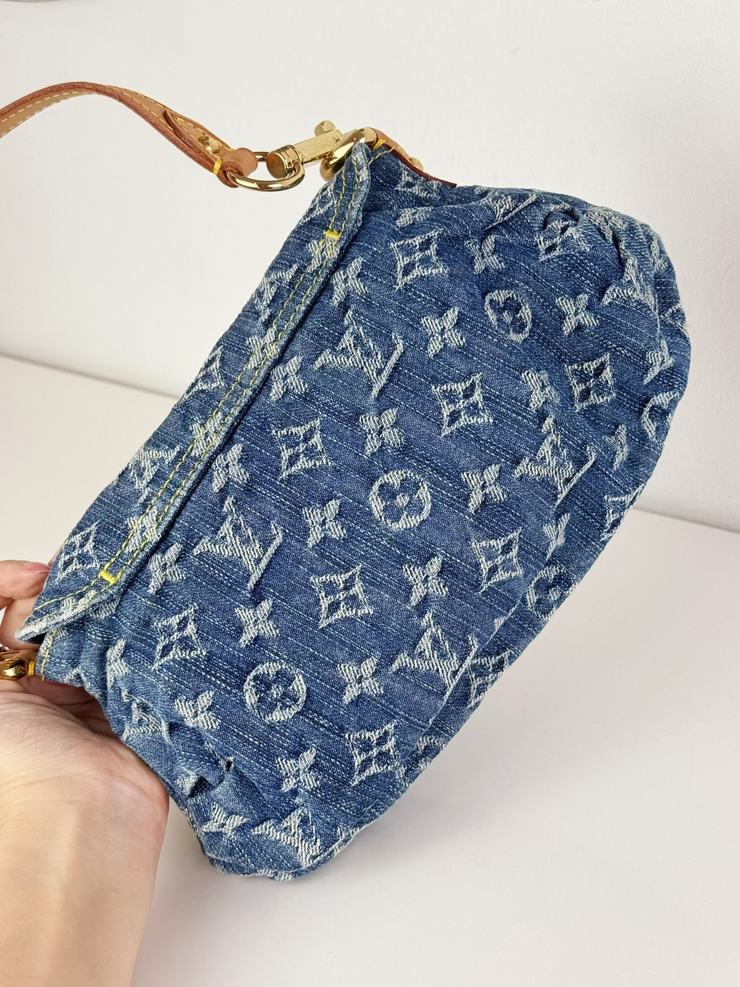 Louis Vuitton Denim Pleaty Mini One Shoulder Handbag