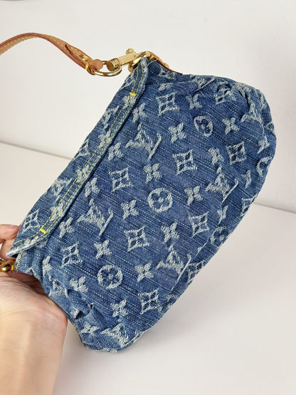 Louis Vuitton Denim Pleaty Mini One Shoulder Handbag
