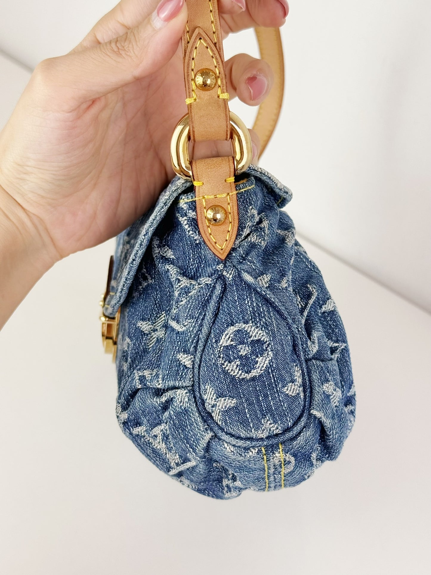 Louis Vuitton Denim Pleaty Mini One Shoulder Handbag