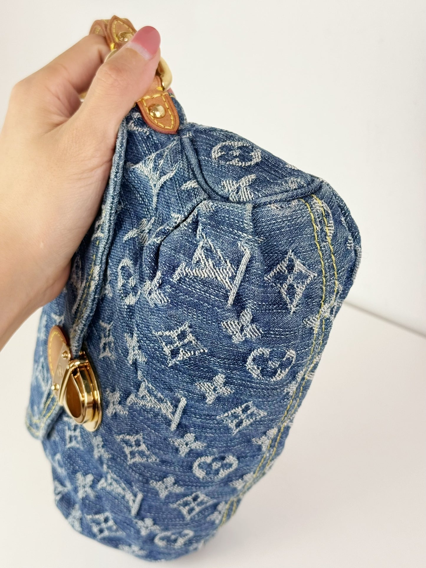 Louis Vuitton Denim Pleaty Mini One Shoulder Handbag