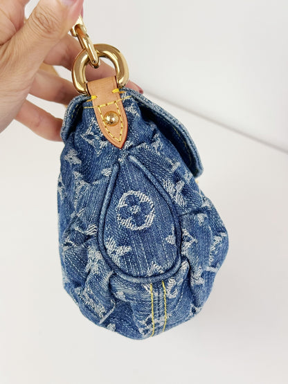 Louis Vuitton Denim Pleaty Mini One Shoulder Handbag