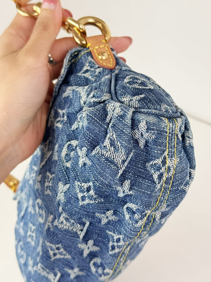 Louis Vuitton Denim Pleaty Mini One Shoulder Handbag