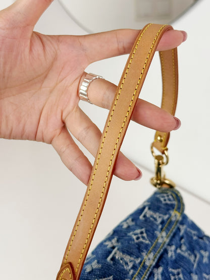 Louis Vuitton Denim Pleaty Mini One Shoulder Handbag