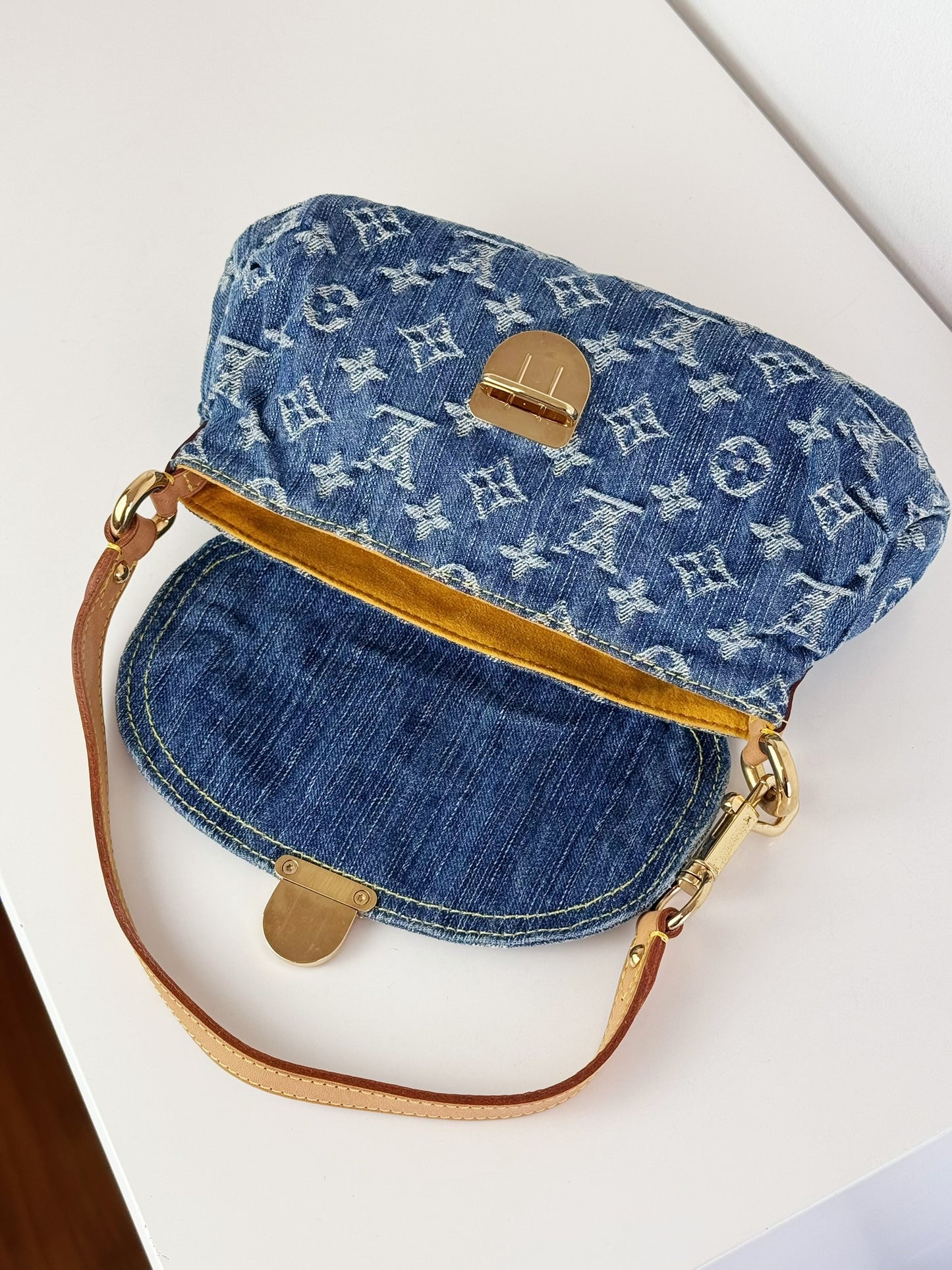 Louis Vuitton Denim Pleaty Mini One Shoulder Handbag