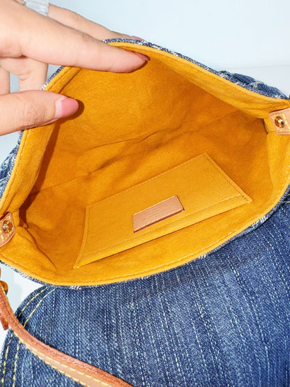 Louis Vuitton Denim Pleaty Mini One Shoulder Handbag