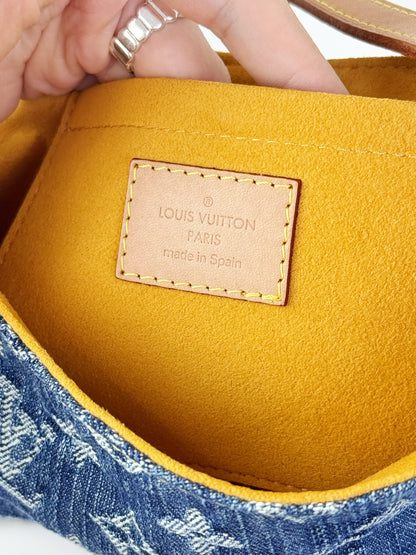 Louis Vuitton Denim Pleaty Mini One Shoulder Handbag