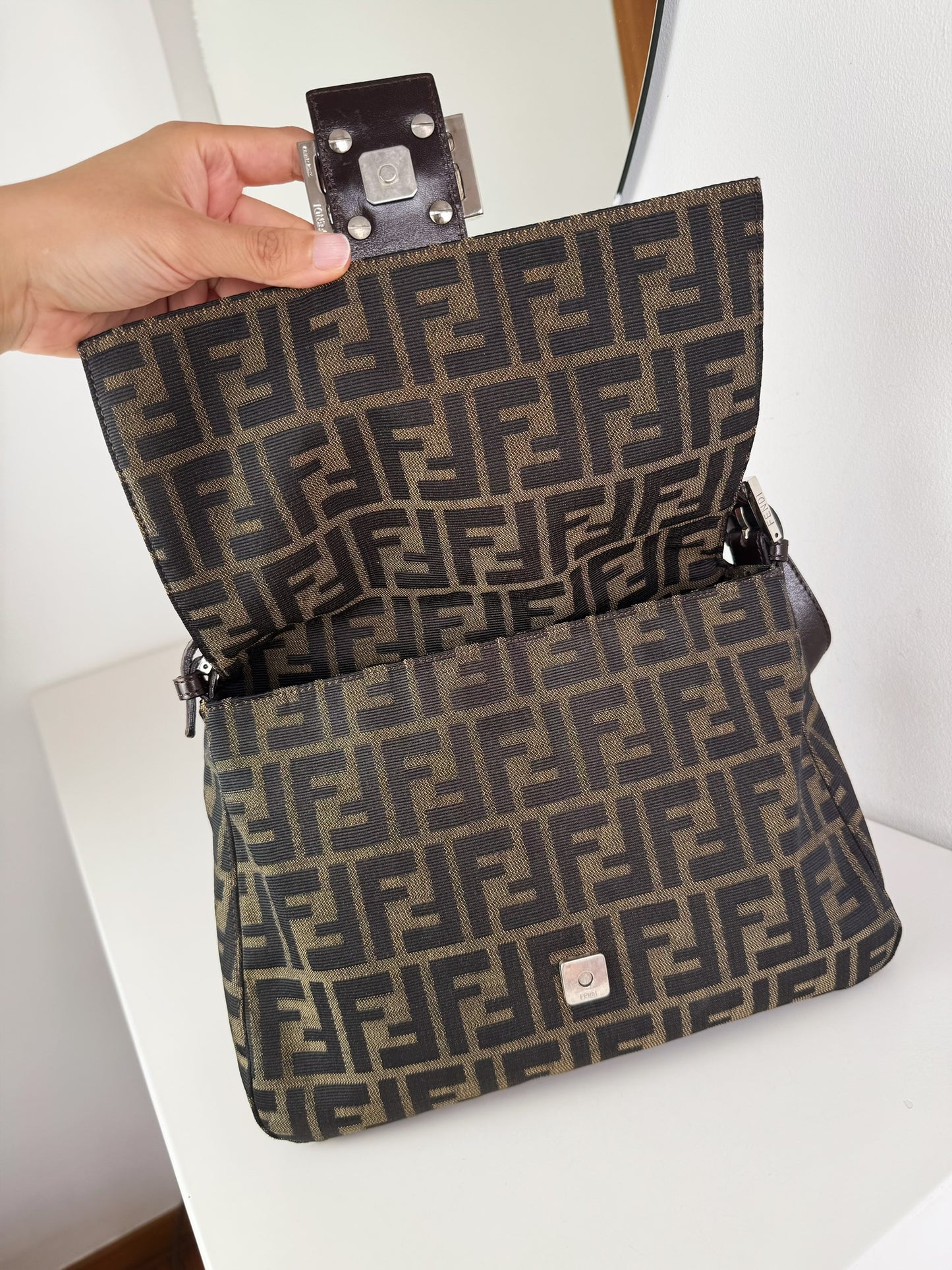 Fendi Vintage Zucca Mamma Baguette Shoulder Bag
