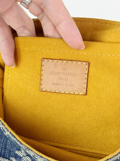 Louis Vuitton Denim Pleaty Mini One Shoulder Handbag