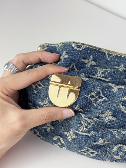 Louis Vuitton Denim Pleaty Mini One Shoulder Handbag