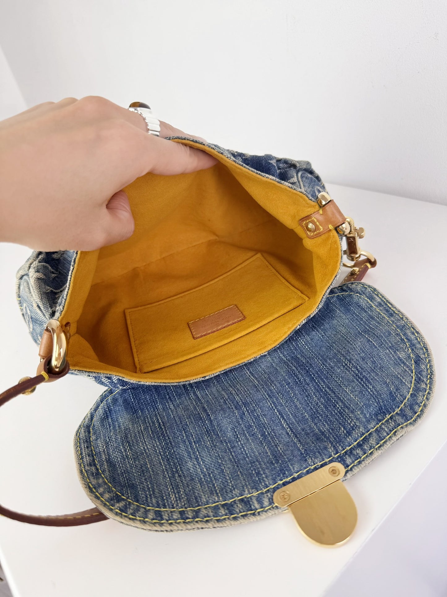 Louis Vuitton Denim Pleaty Mini One Shoulder Handbag