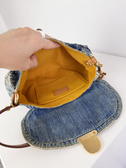 Louis Vuitton Denim Pleaty Mini One Shoulder Handbag