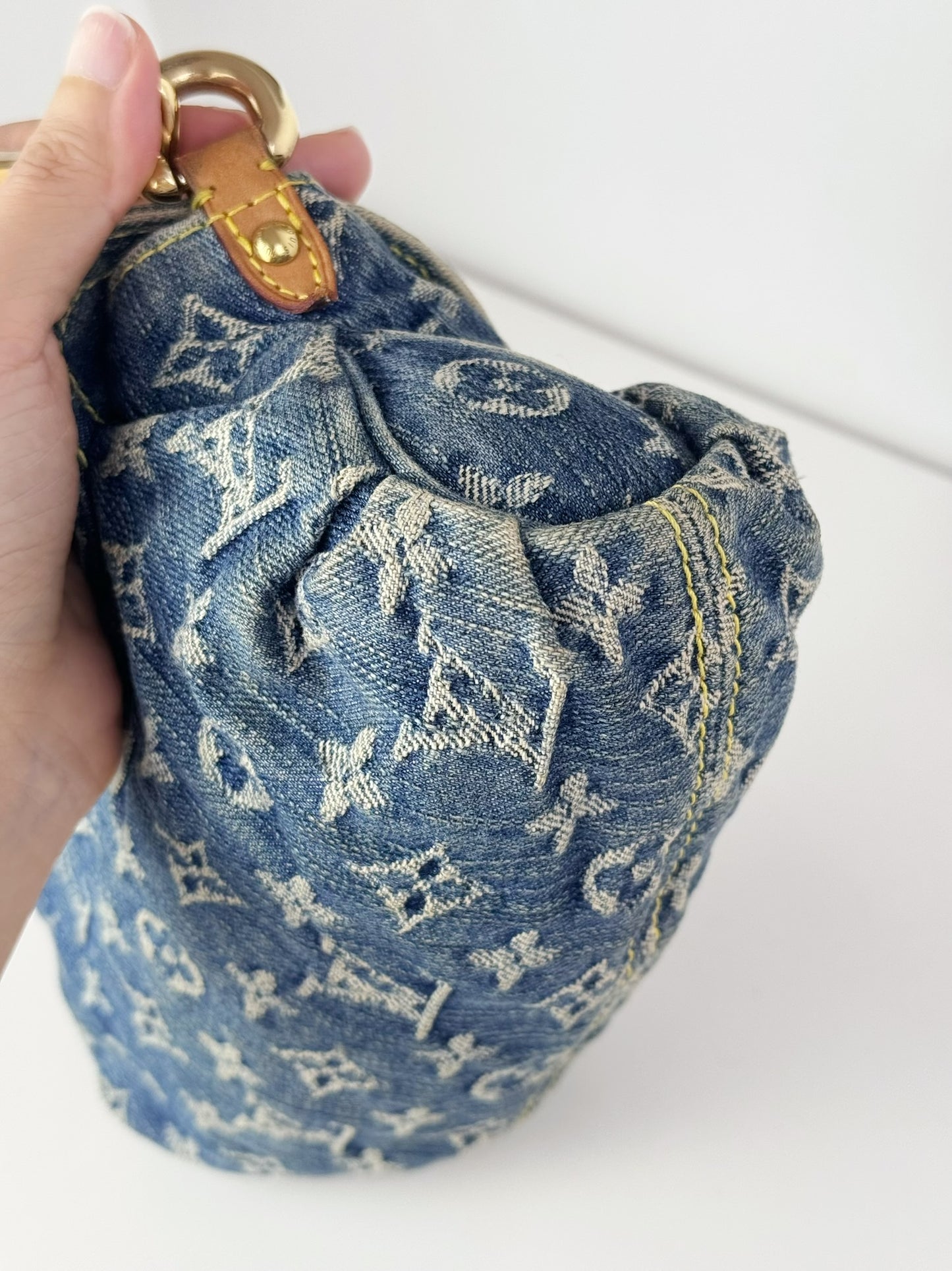 Louis Vuitton Denim Pleaty Mini One Shoulder Handbag