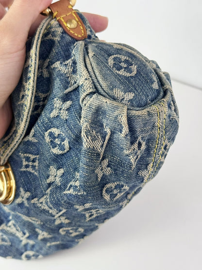 Louis Vuitton Denim Pleaty Mini One Shoulder Handbag