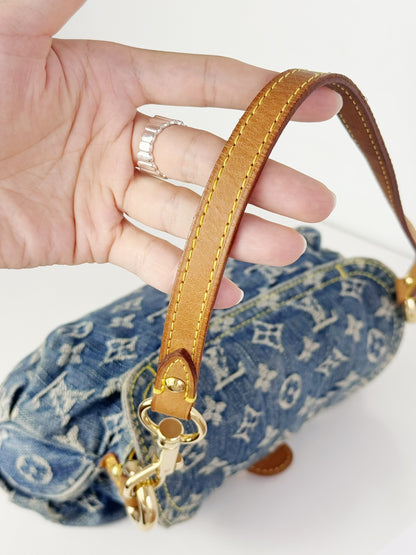 Louis Vuitton Denim Pleaty Mini One Shoulder Handbag