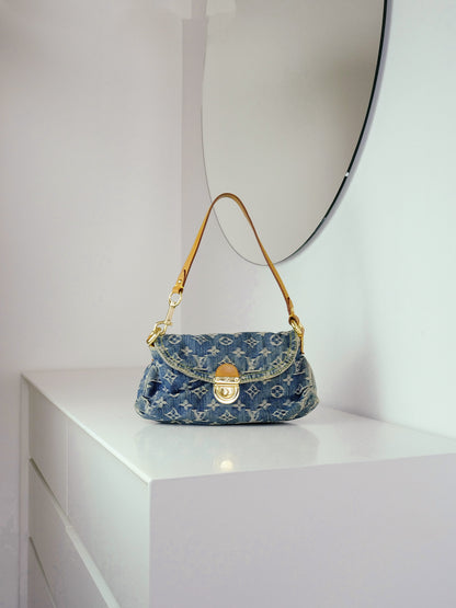 Louis Vuitton Denim Pleaty Mini One Shoulder Handbag
