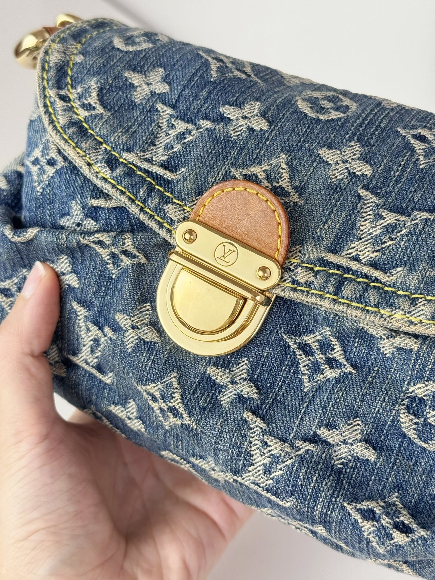 Louis Vuitton Denim Pleaty Mini One Shoulder Handbag