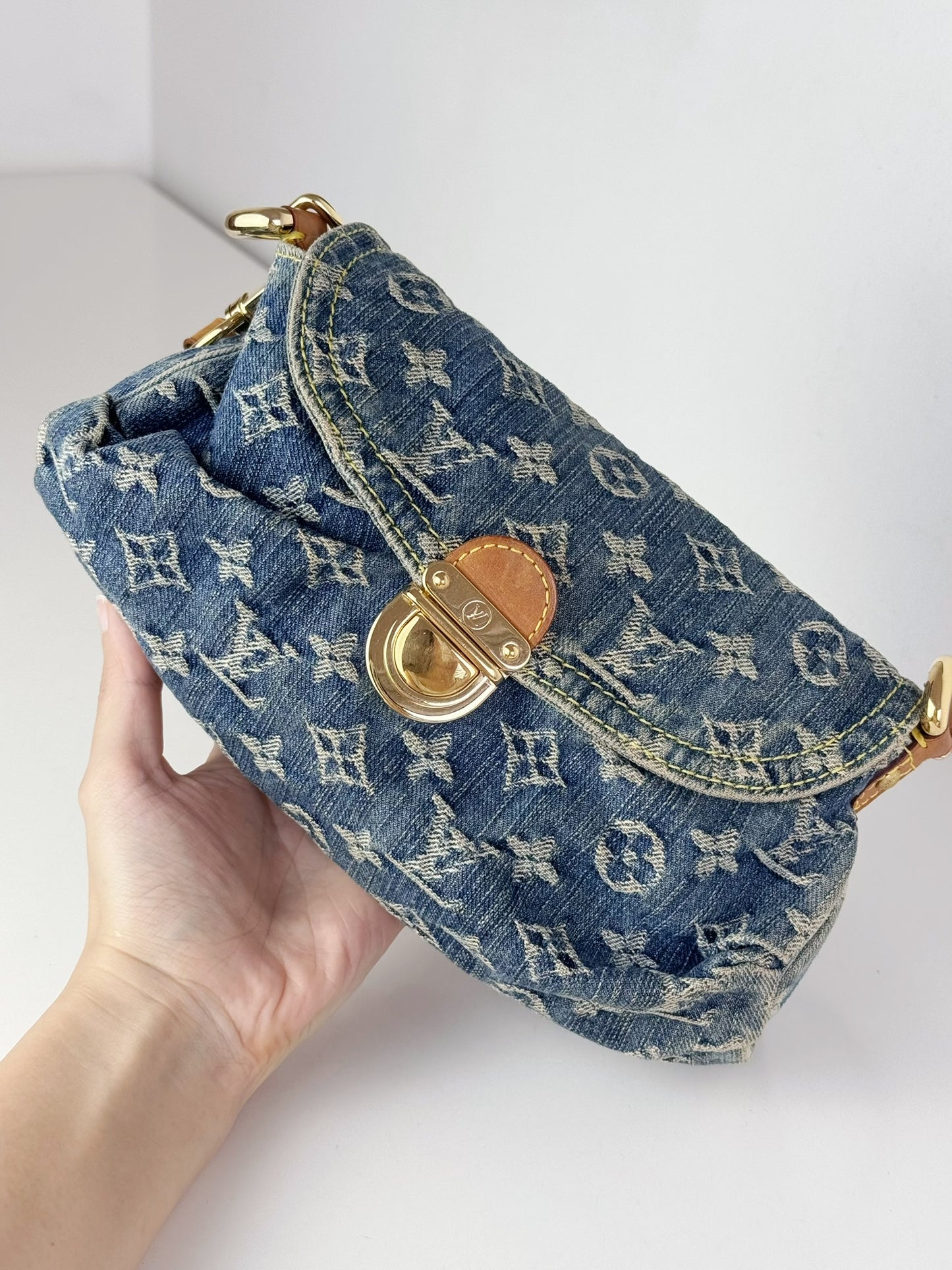Louis Vuitton Denim Pleaty Mini One Shoulder Handbag