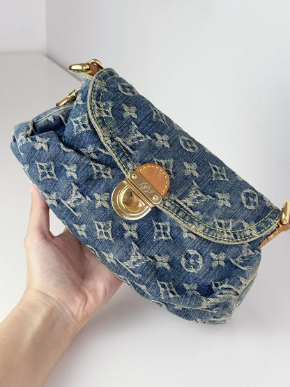 Louis Vuitton Denim Pleaty Mini One Shoulder Handbag