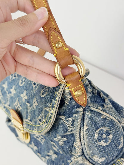 Louis Vuitton Denim Pleaty Mini One Shoulder Handbag