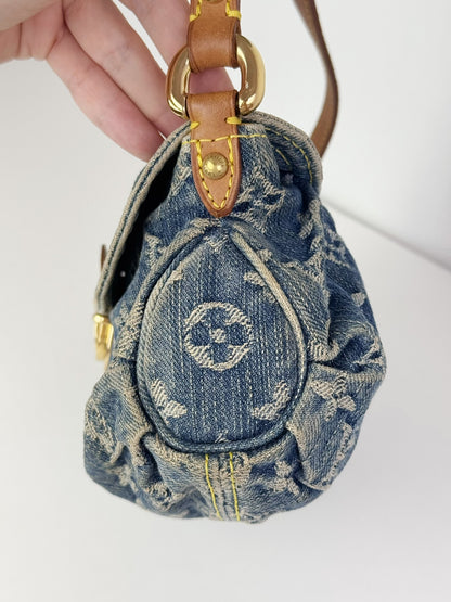 Louis Vuitton Denim Pleaty Mini One Shoulder Handbag