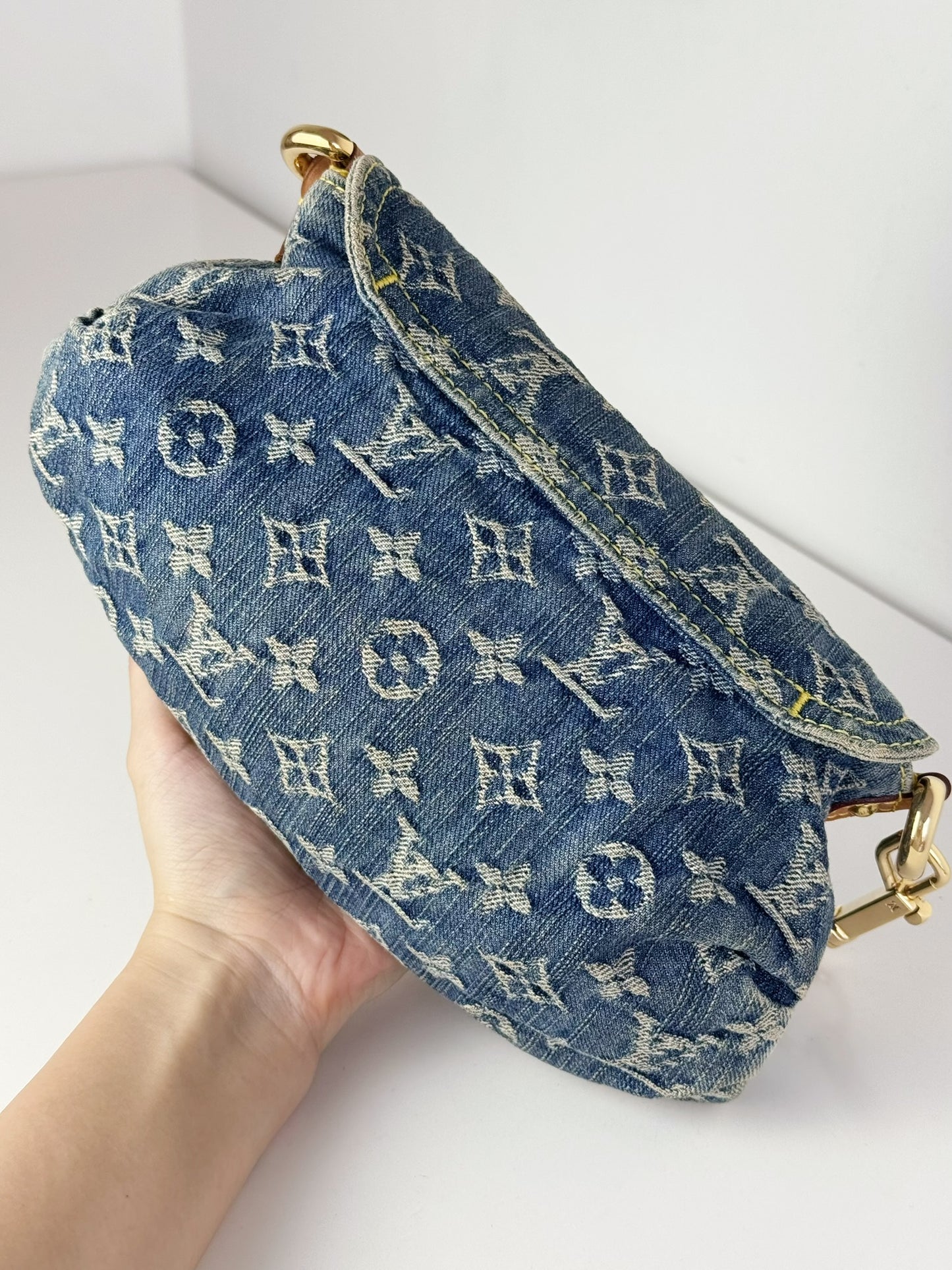 Louis Vuitton Denim Pleaty Mini One Shoulder Handbag