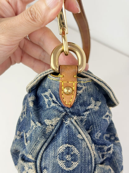 Louis Vuitton Denim Pleaty Mini One Shoulder Handbag