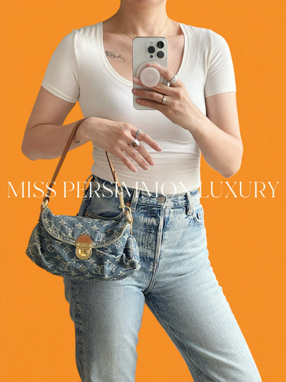 Louis Vuitton Denim Pleaty Mini One Shoulder Handbag