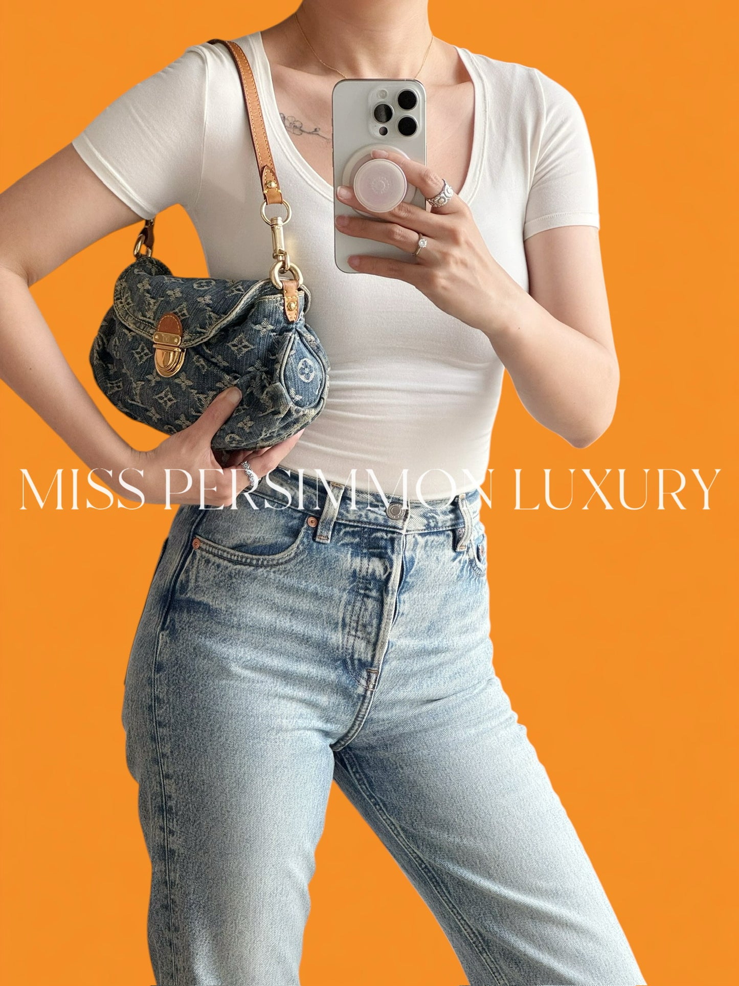 Louis Vuitton Denim Pleaty Mini One Shoulder Handbag