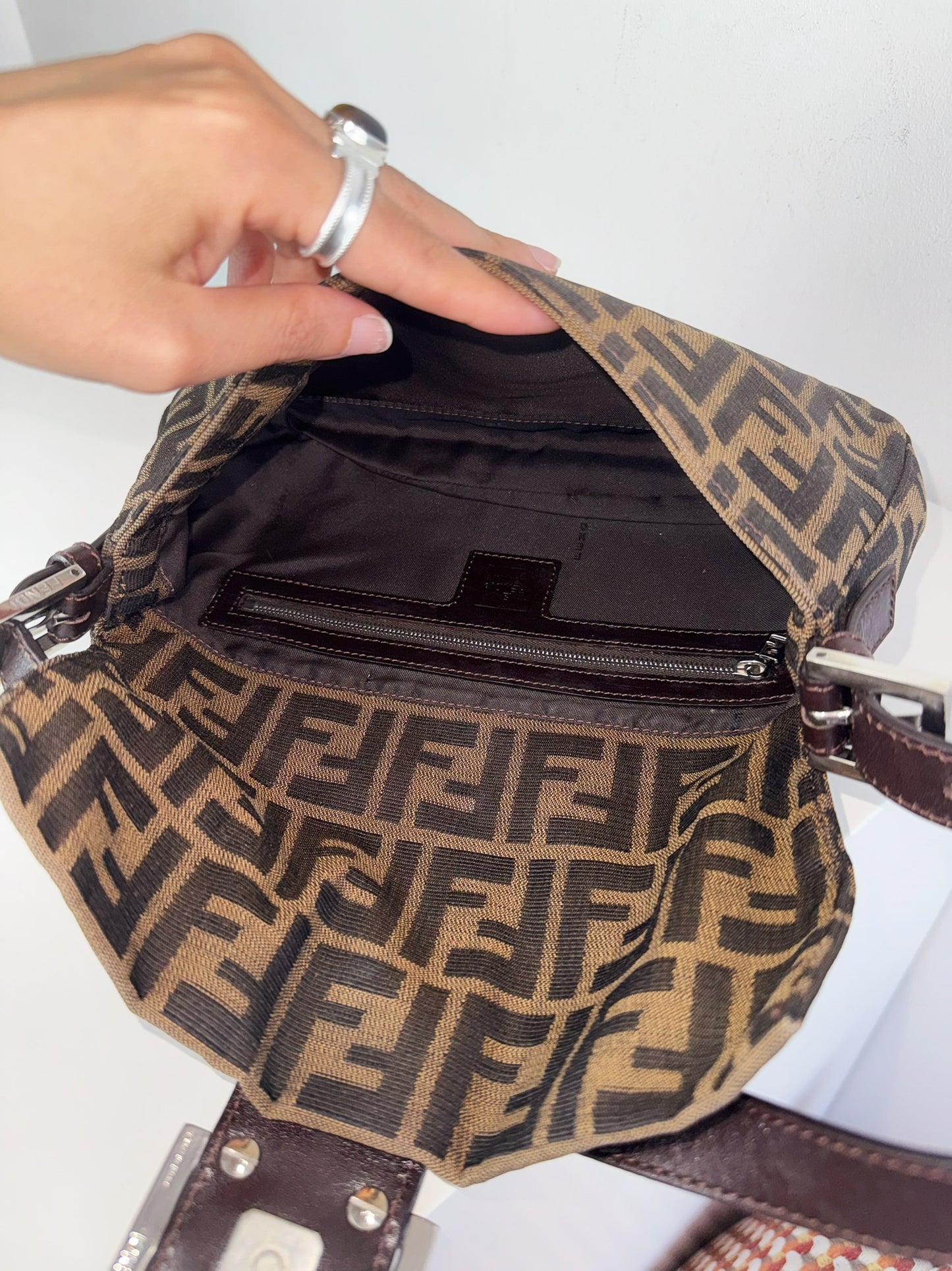 Fendi Vintage Zucca Baguette Shoulder Bag
